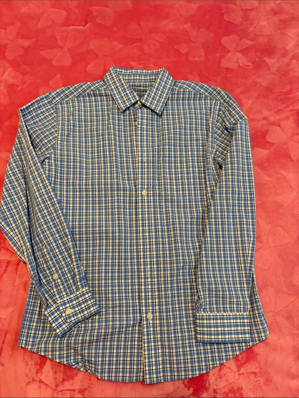 Boys Blue Plaid Button-Up Shirt